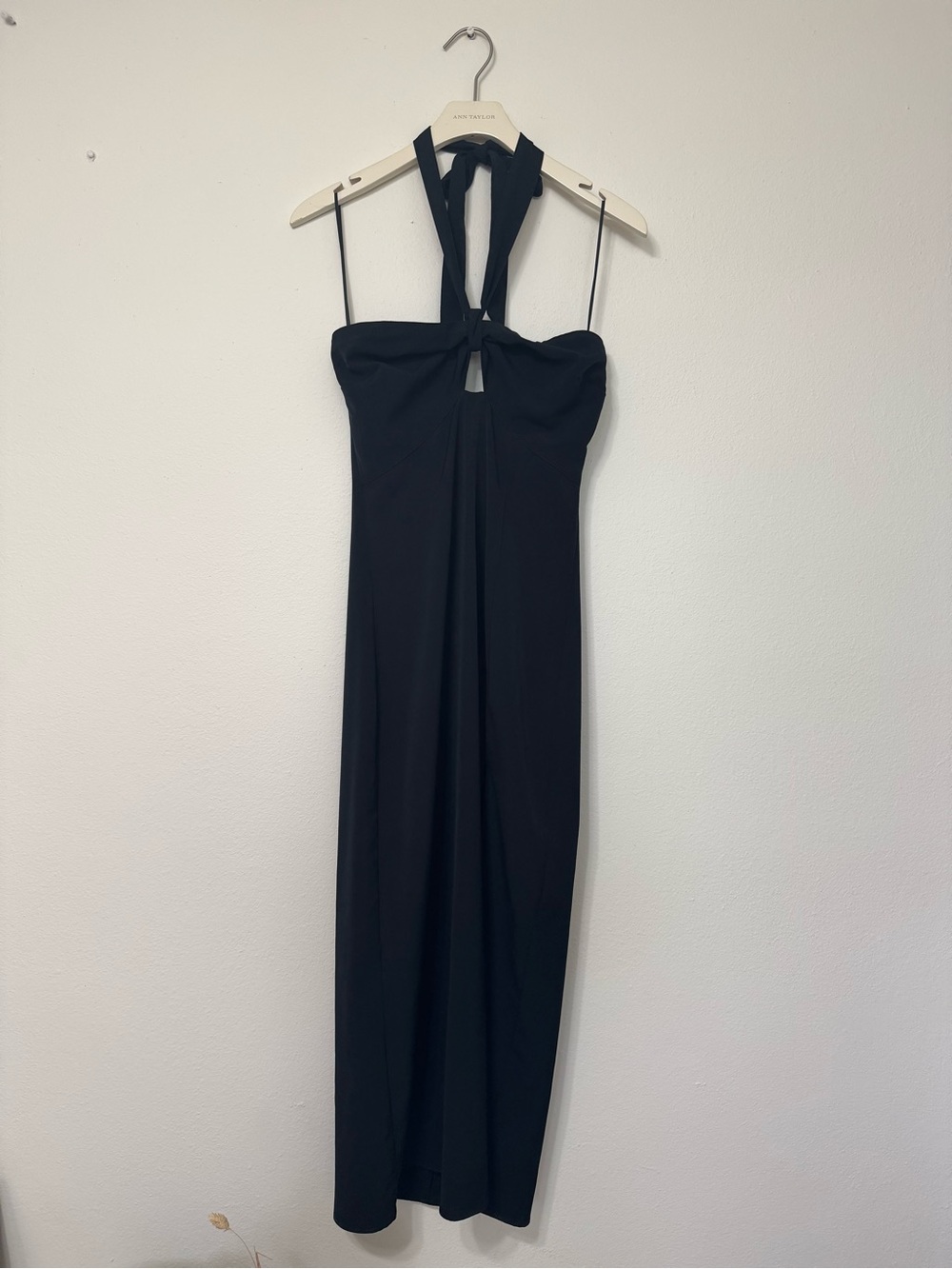 Abercrombie & Fitch Black Strapless Midi Dress with Halter Neck